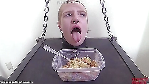 Blonde slave girl fucked by the guy in front of the camera