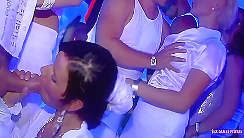 Blonde milf and her best friend have sex in the living room