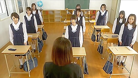 Japanese schoolgirls get an erotic jizz from their boss