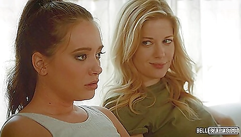 Blonde brunette makes out with her stepbrother in the video