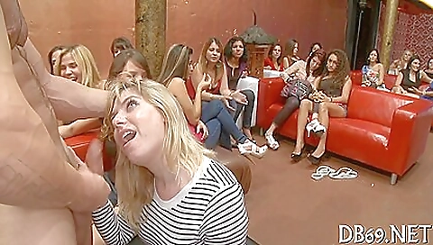 Blonde milf fucks a group of men in a hot group sex video