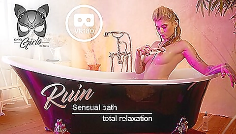 Bath with nude and naked porn star in vr porn scene