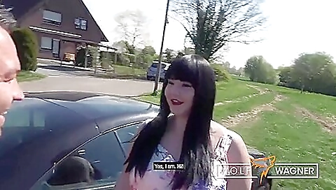 Amateur brunette with big tits gets a facial and cum shot