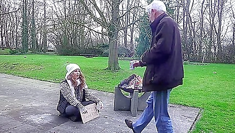 Busty teen brunette gets her face covered by his dick