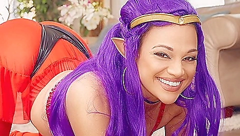 Sexy cosplay girl seduces you in vr with her big boobs