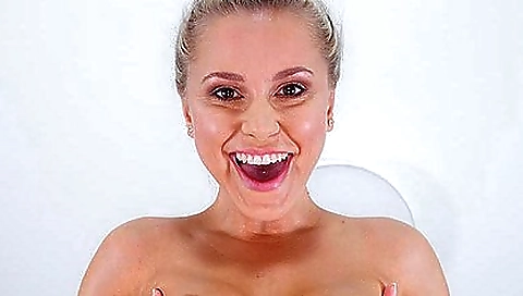 Gorgeous lady with a pink pussy face sitting close up