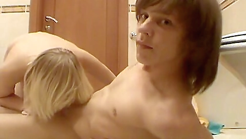 A hot brunette with a sexy round booty is deepthroat and sucks a dick