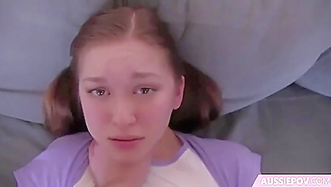 Brunette teen with a pretty pussy and a big ass gets fucked