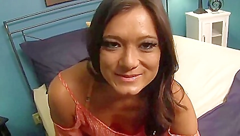 My petite brunette friend got fucked on the bed in a porn scene