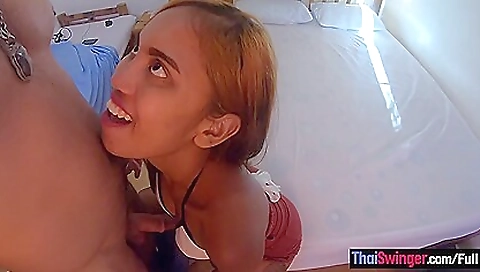 Thai amateur rides a big cock in outdoor ziplining