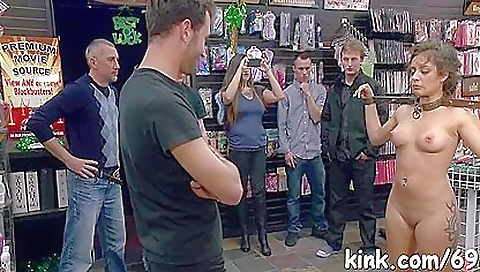 Slutty bitch with big tits and round ass getting spanked