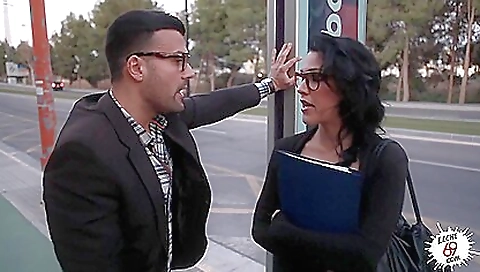 Busty milf with small tits and a shaved pussy gets fucked