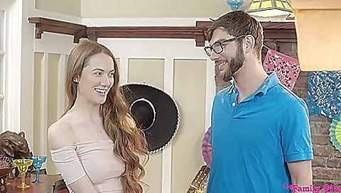 Brunette teen babe and her boyfriend have a great threesome