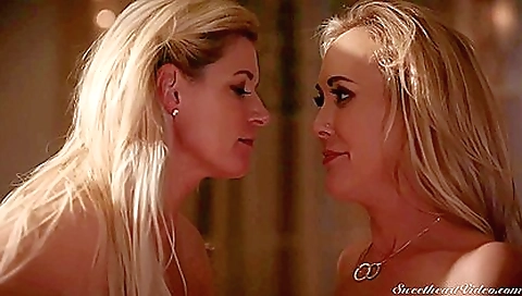 Cunnilingus by a tattooed blonde and a small-tittied hottie