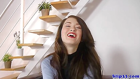 Old guy takes off his clothes and fucks a young babe