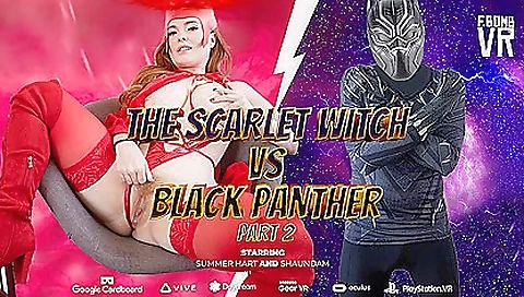 Scarlet witch in black is getting her pussy fingered