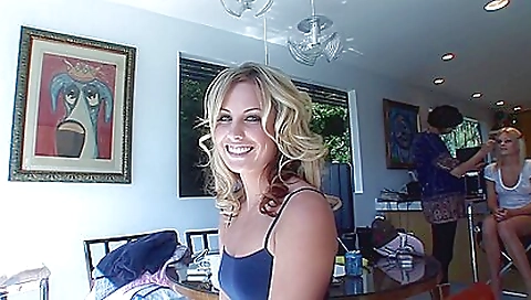 Amazing blonde teen in a sexy bikini and a sexy dress