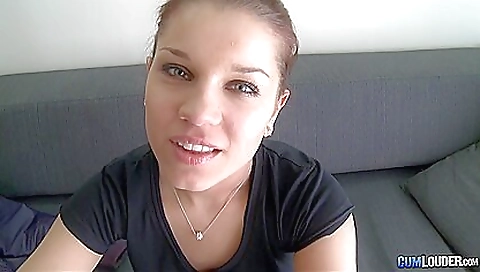 Redhead with big boobs and a shaved pussy taking a look