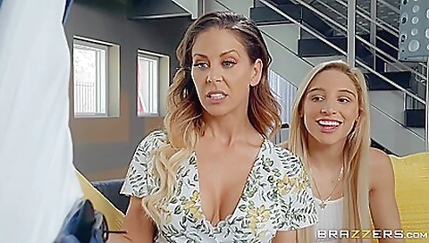 A brunette teen takes two huge cocks on her hairy body