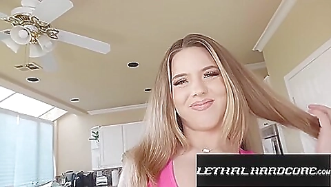 Blonde with a small ass is showing her bestie a blowjob